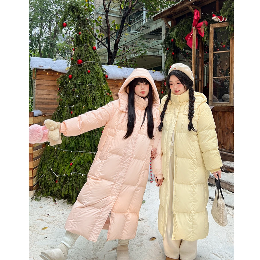 【90白鸭绒】【现货】气质显瘦韩式连帽中长款短外套  2318