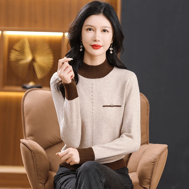 洋气毛衣女小个子秋冬2024新款内搭羊毛衫套头宽松打底针织衫上衣