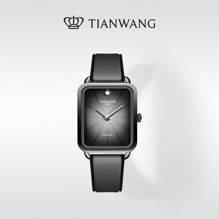 天王表随行系列复古中性手表商场同款休闲通勤国表石英黑盘胶带