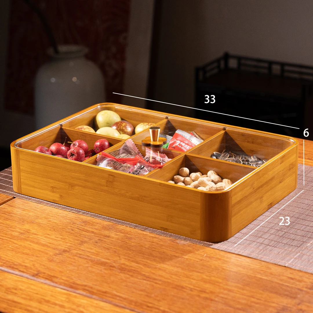 【六宫格】果篮楠竹竹制提篮外出野餐便携家用食盒收纳盒点心盒