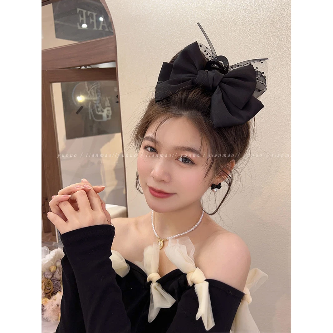 甜味少女~蝴蝶结抓夹大号气质鲨鱼夹高级感发夹女法式甜美发卡