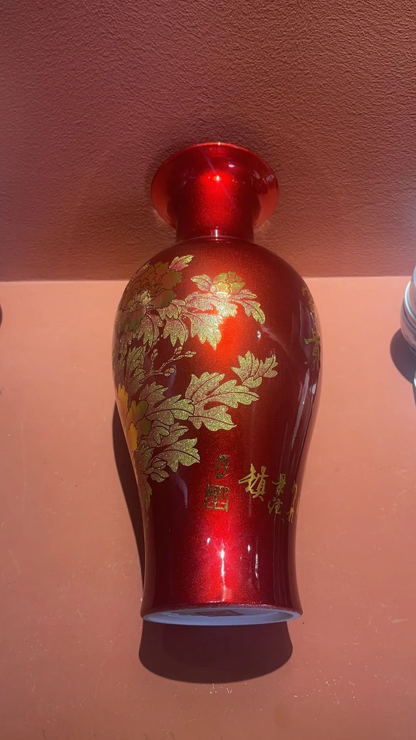 景东陶瓷    手工陶瓷花瓶摆件单个描金花瓶摆件