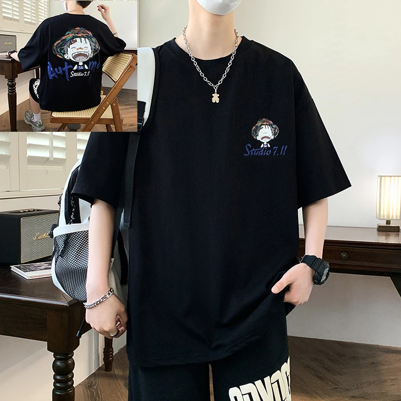 青少年短袖恤男新款夏季宽松潮流百搭半袖帅气初高中生男装