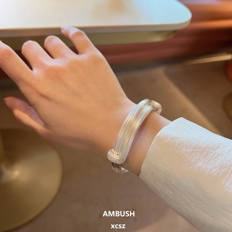 925银手镯 西川史子S925纯银手镯气质ins风设计感银丝古法工艺