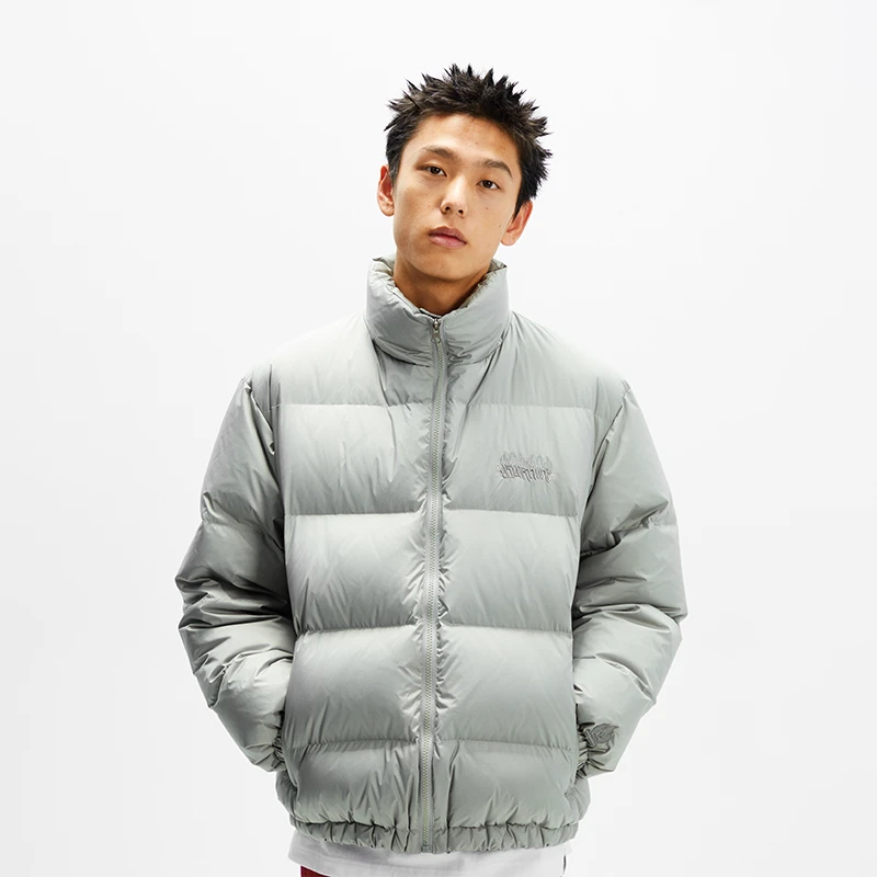 BURNIN*横排logo火焰刺绣羽绒服时尚休闲秋冬保暖刺绣男女同款