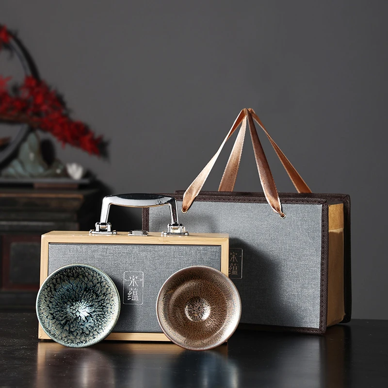 唐丰宋蕴窑变建盏对杯礼盒套装家用高端大师主人杯送长辈爸爸礼物