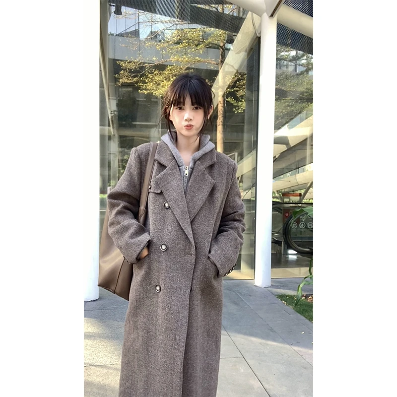 清清~【陈仔】高级感西装毛呢大衣 冬季加厚保暖中长款大衣外套女