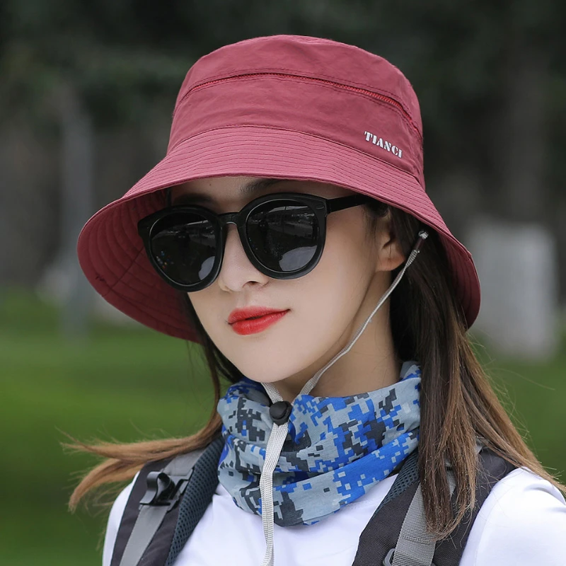 夏天帽子女防紫外线遮脸渔夫帽速干透气遮阳帽户外出游防晒太阳帽