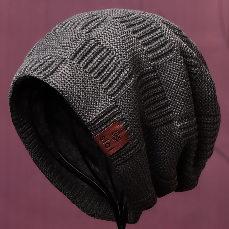 冬季帽子男士保暖毛线包头帽新款加厚百搭防寒针织护耳堆堆帽潮帽