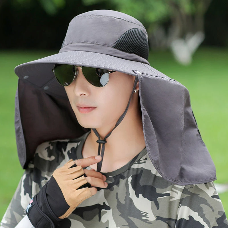 帽子男夏季遮阳帽防紫外线太阳帽户外防晒帽透气渔夫帽登山钓鱼帽