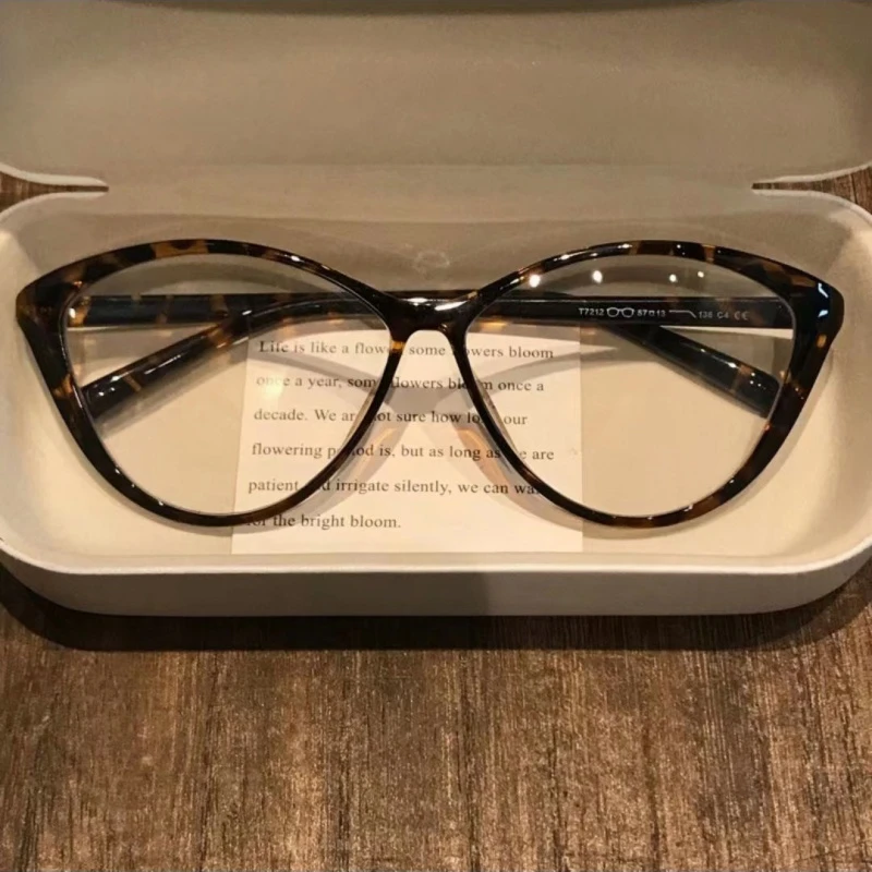 复古风纯欲素颜神器猫眼豹纹眼镜框女款TR90超轻可配近视镜片显瘦