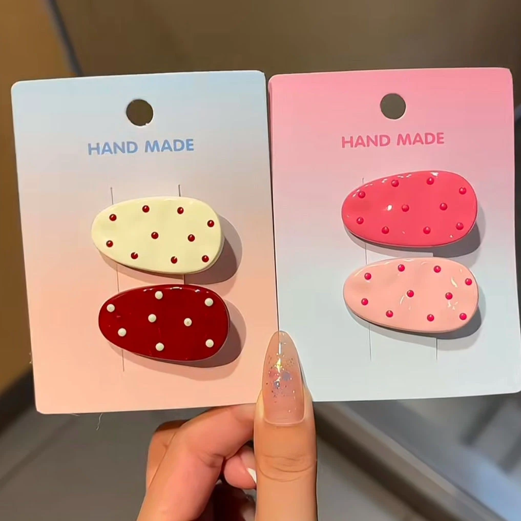 日韩简约波点小水滴鸭嘴夹ins简约百搭刘海边夹小众可爱风发夹女