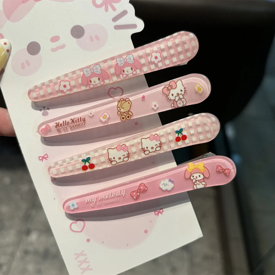 可爱格子三丽鸥鸭嘴夹甜美ins少女心刘海夹卡通百搭简约网红发卡