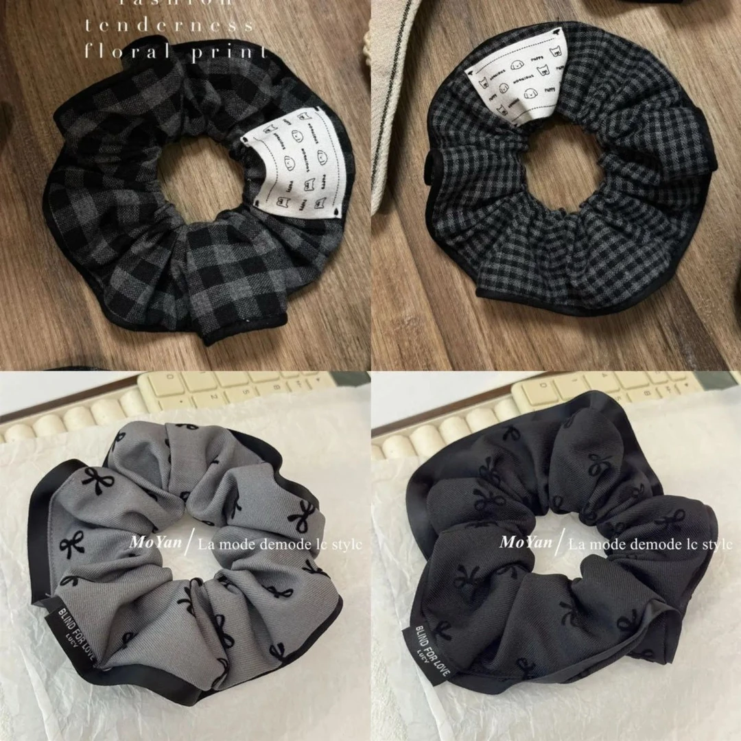 韩版高级感植绒蝴蝶结大肠发圈女气质丸子头发绳高弹力头绳橡皮筋
