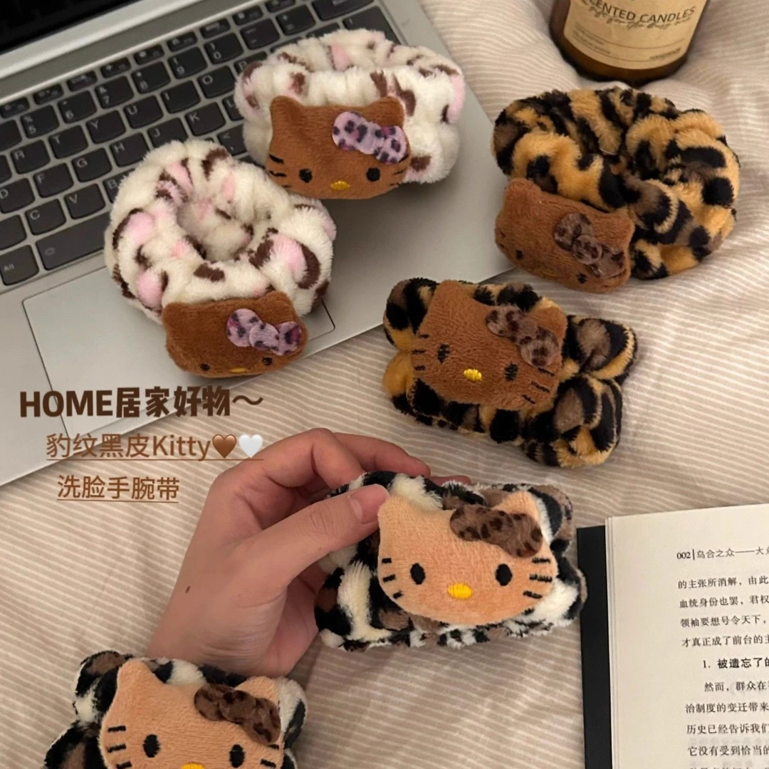 豹纹kt猫洗脸手腕带束发带神器弹力松紧袖口吸水速干手环洗漱防湿