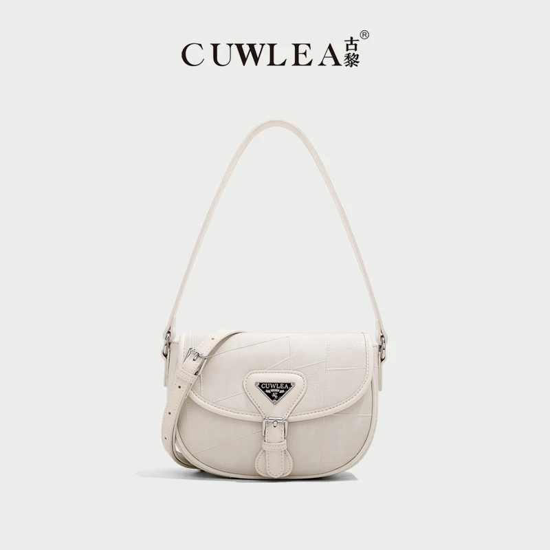 【CUWLEA/古黎】2024年时尚拼块马鞍包单肩斜挎包GL-3688（配礼盒）