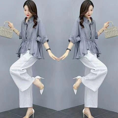 妈妈夏装两件套时尚棉麻套装女2024年春夏新款气质显瘦洋气减龄大