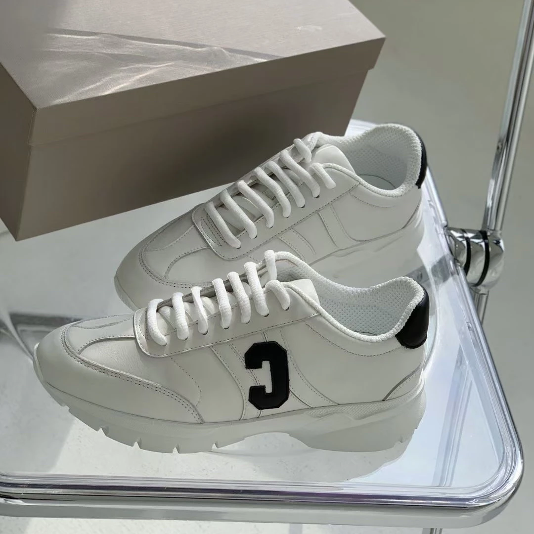 3公主「C标小白鞋」牛皮白色休闲鞋2024新款真皮百搭厚底女鞋