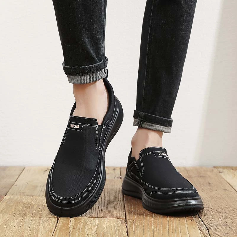 防滑耐磨轻便舒适男士休闲百搭时尚透气厚底春秋季潮鞋黑色低帮