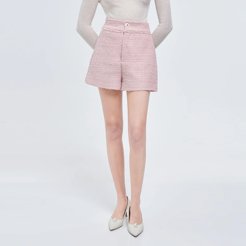 【爱粉专属】Caroline春季粉色粗花呢小香风新款短裤ECREAG64