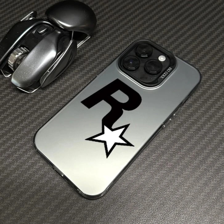 游戏黑色防汗石墨色R星潮牌适用苹果15手机保护壳iphone15pro新款