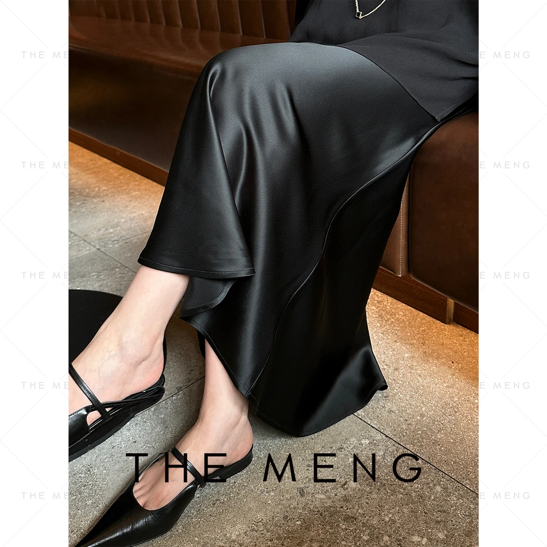 THE MENG【暮光雕塑】凉感醋酸垂感气质时尚纯色半身裙#BL2594