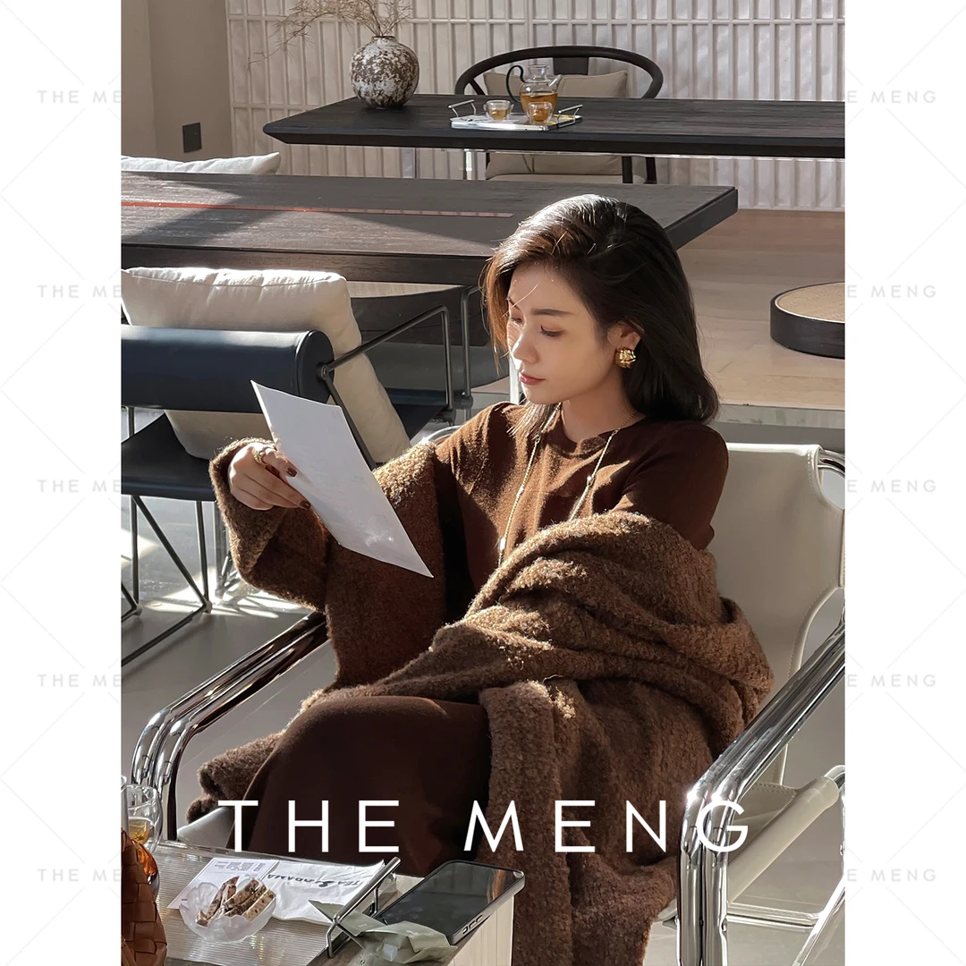 THE MENG【绵云雪芙】绵羊毛双面复古植绒连帽外套#WL5583