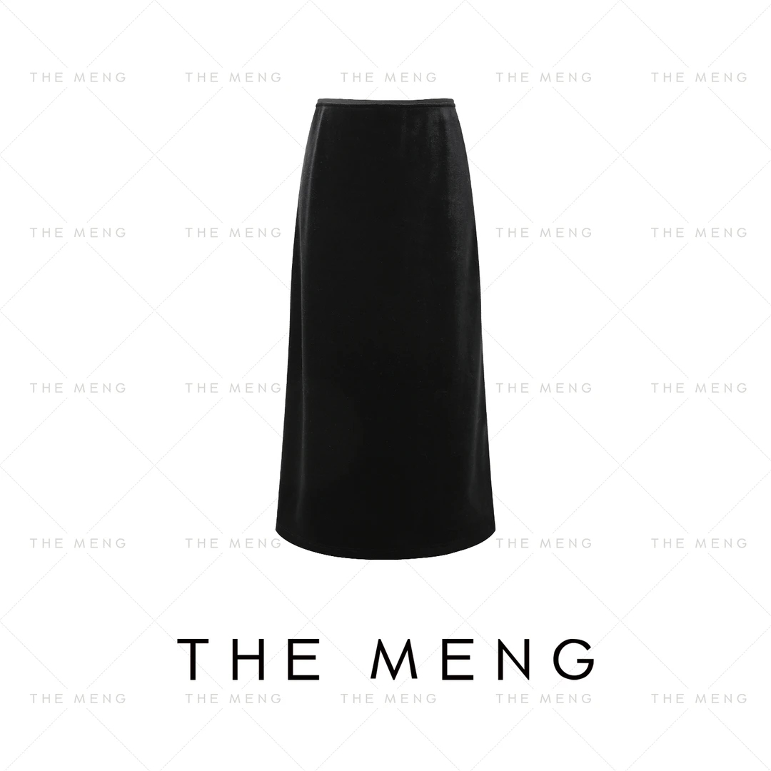 THE MENG【梦幻】赫本丝绒加绒极简通勤松紧腰显瘦半身裙#M244Q0034