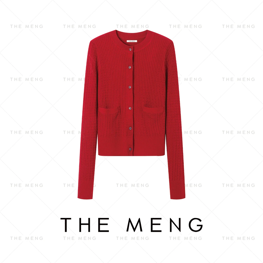 THE MENG【绒面】高支高密双股绵羊毛绞花打底针织衫#M243E0231