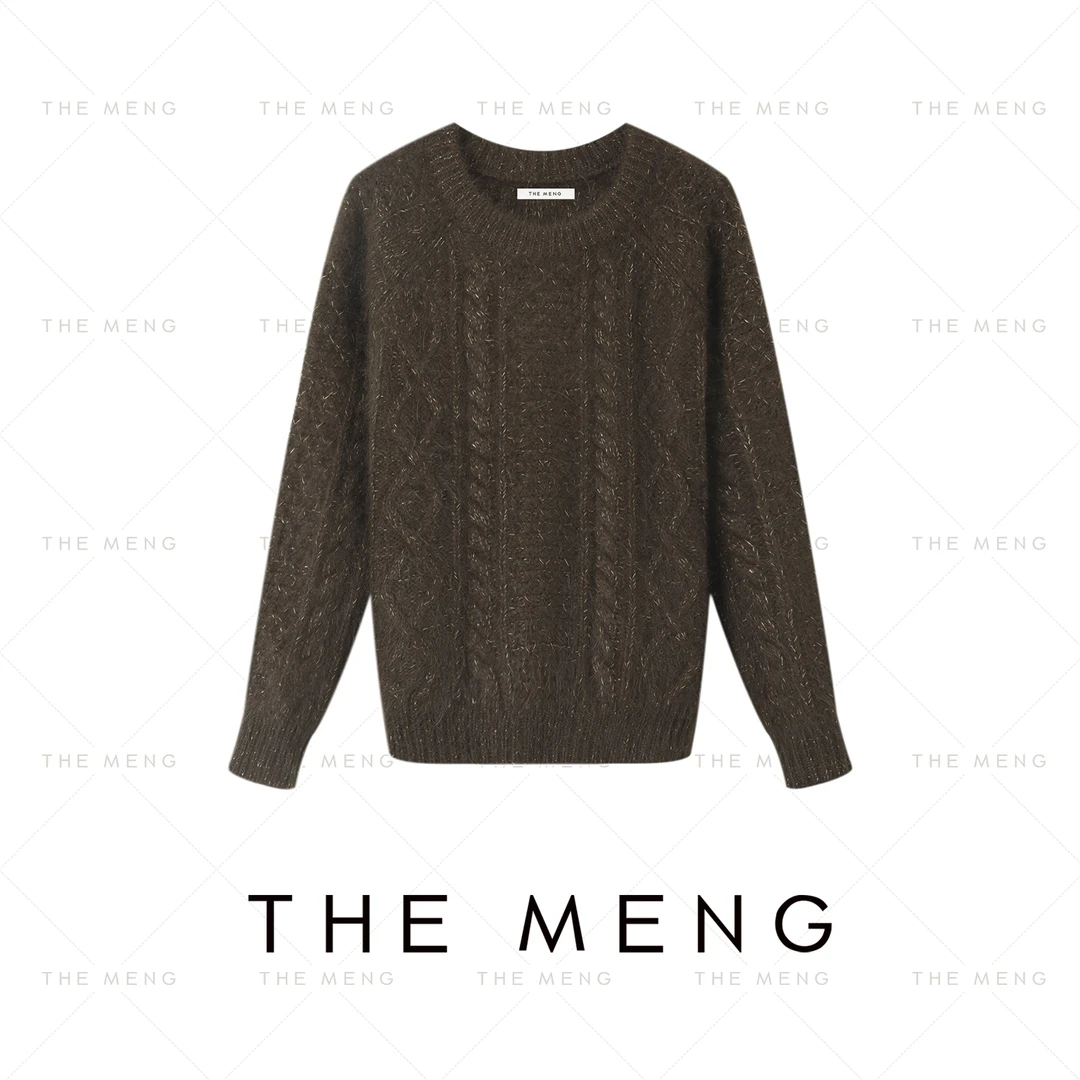 THE MENG【眷恋】高支双股獭兔毛花纱圆领毛针织衫#M243E0196