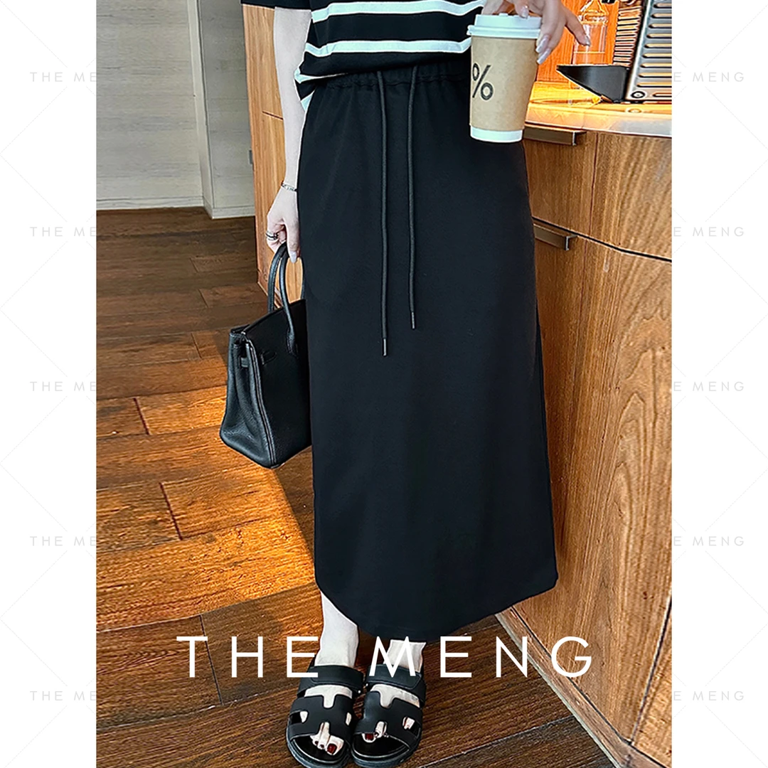 THE MENG【银竹】松紧腰包臀高腰遮肉显瘦A字半身裙#L7039