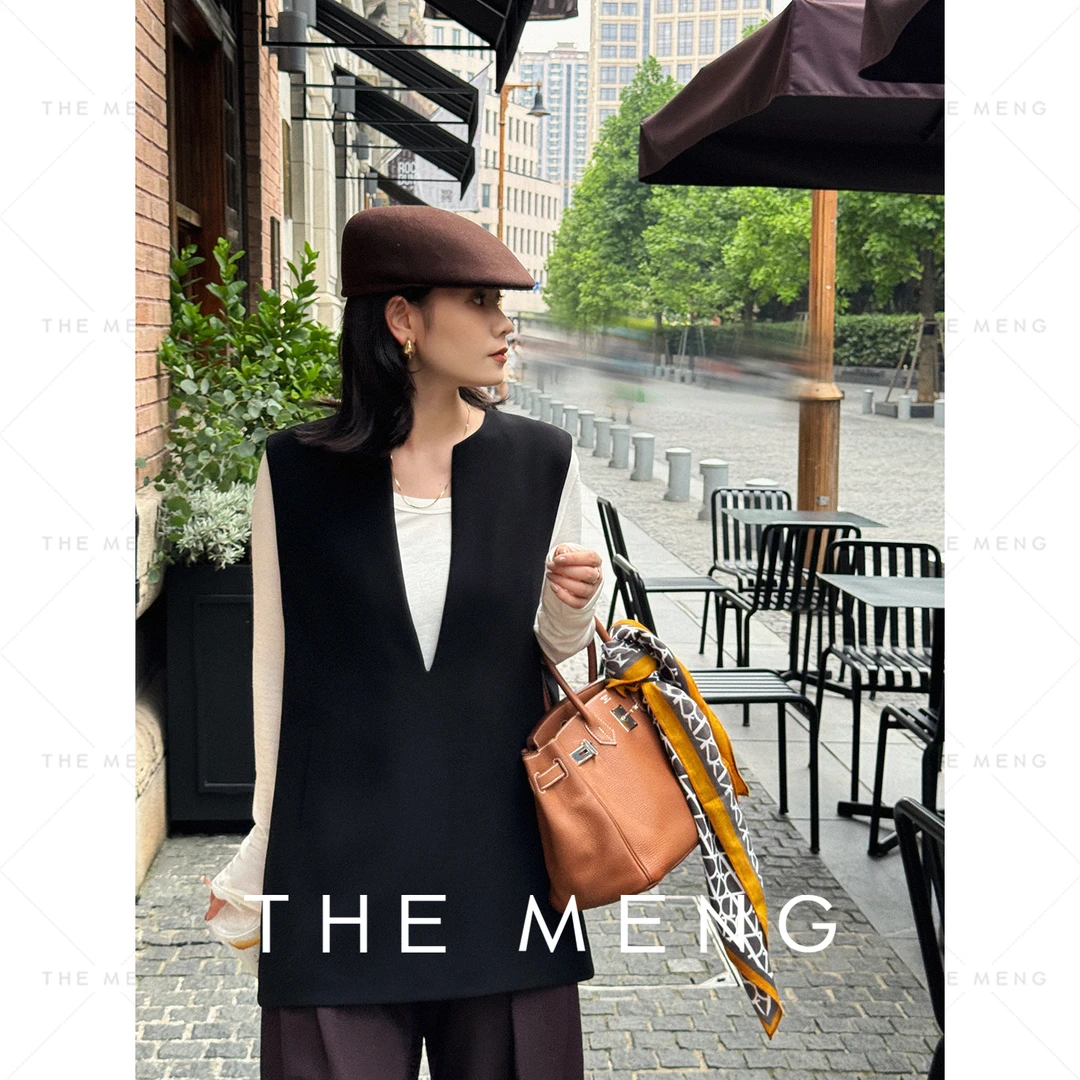 THE MENG【暗里】醋酸透气丝滑时尚小V口设计马夹#M241J060