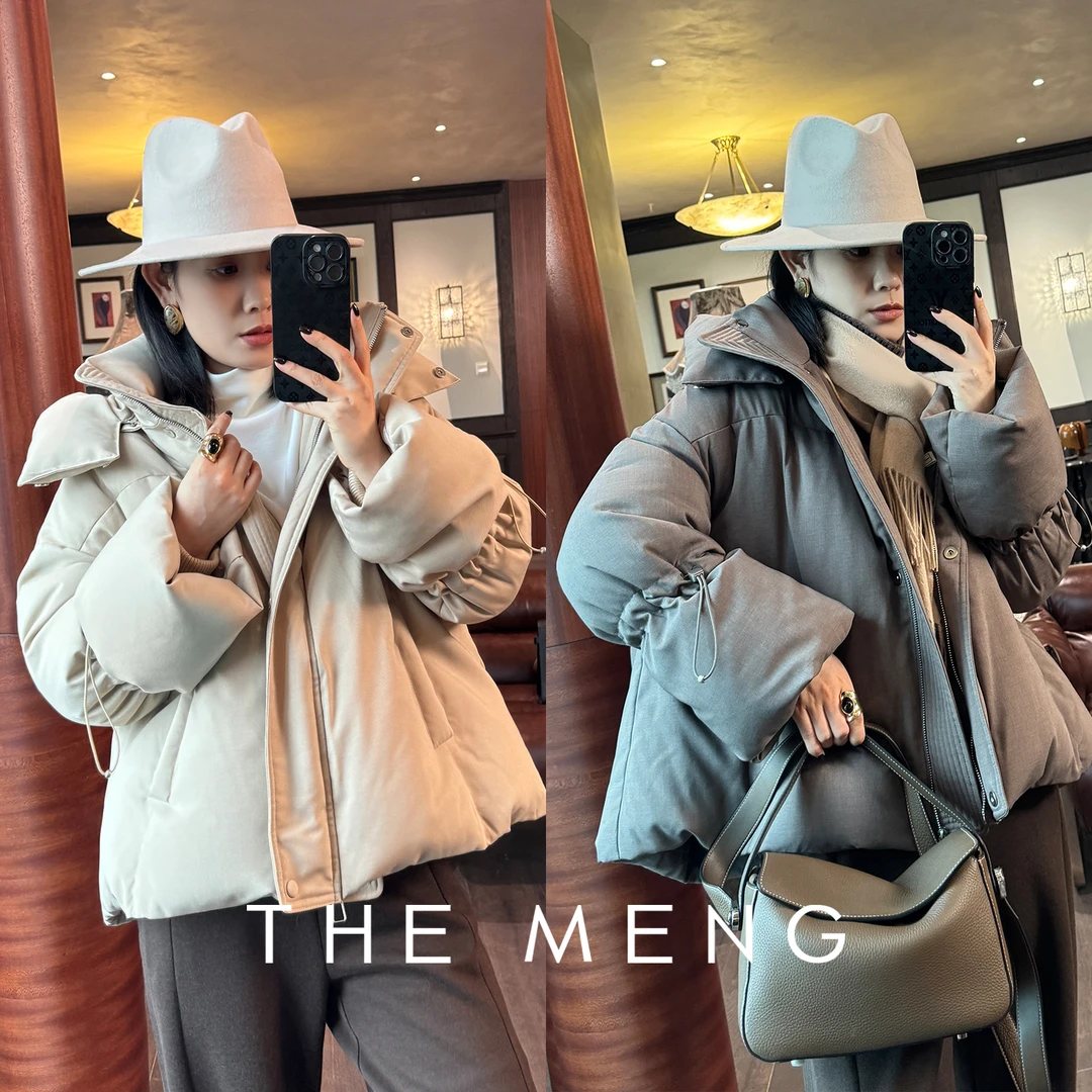 THE MENG【冬日】90白鹅绒高填充御寒短款连帽羽绒服#M244N0034