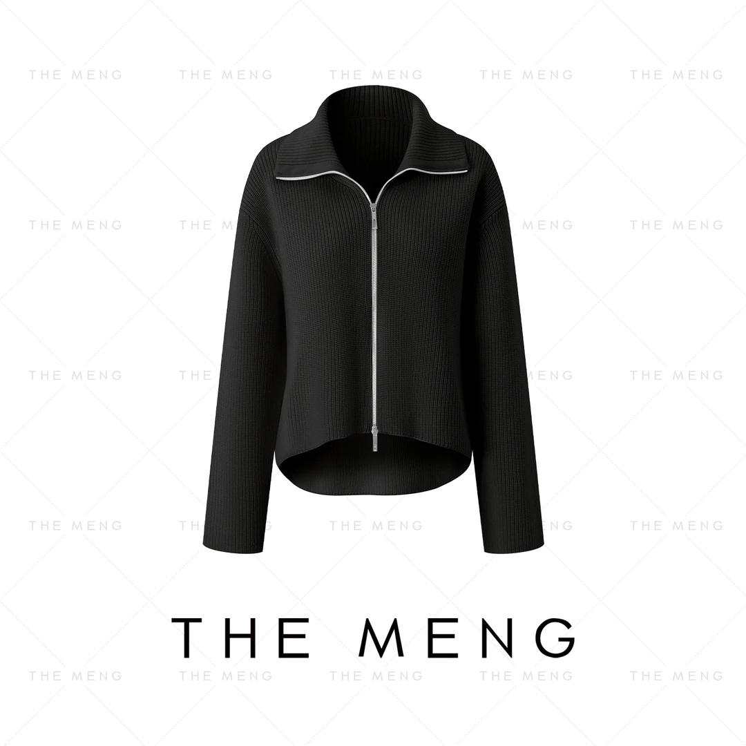 THE MENG【眉间雪】天丝绵羊毛极简通勤高领针织开衫#M234M085