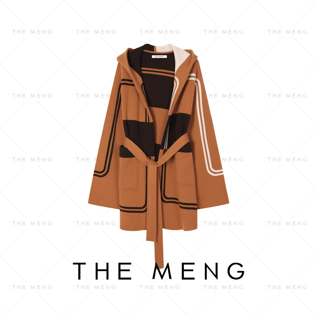 THE MENG【安卡拉】慵懒连帽气质撞色外套开衫#WA8215