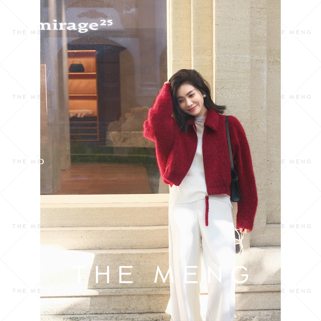 THE MENG【共度】极细马海毛初剪绵羊短款毛呢大衣#M244K0048