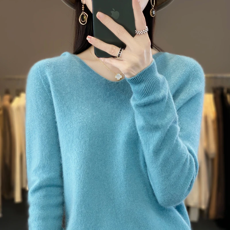 连帽100%纯羊毛衫女一线成衣帽衫韩版秋冬新款羊毛针织毛衣打底衫