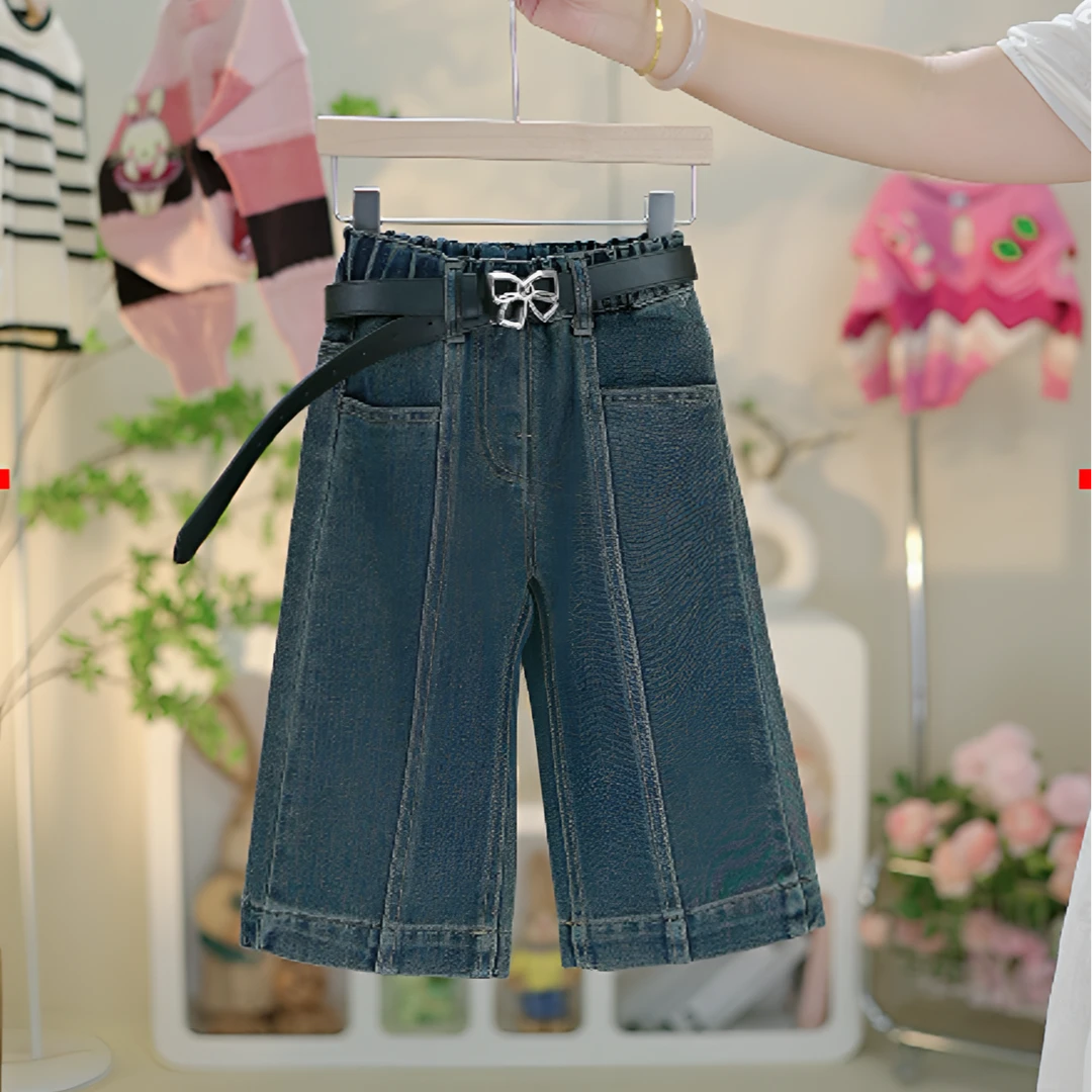 女童秋季牛仔裤春秋儿童阔腿裤洋气中小童休闲百搭宽松韩版春款
