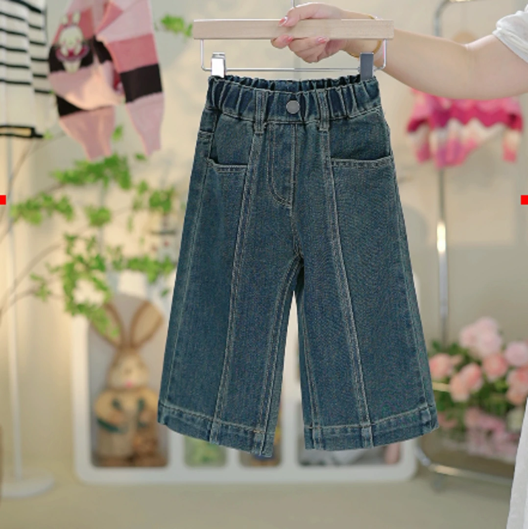 女童秋季牛仔裤春秋儿童阔腿裤洋气中小童休闲百搭宽松韩版春款