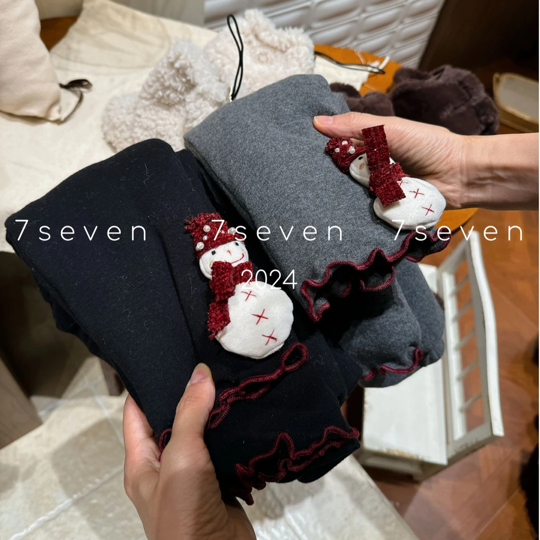 【7-seven】24冬 小雪人加厚蚕丝裤