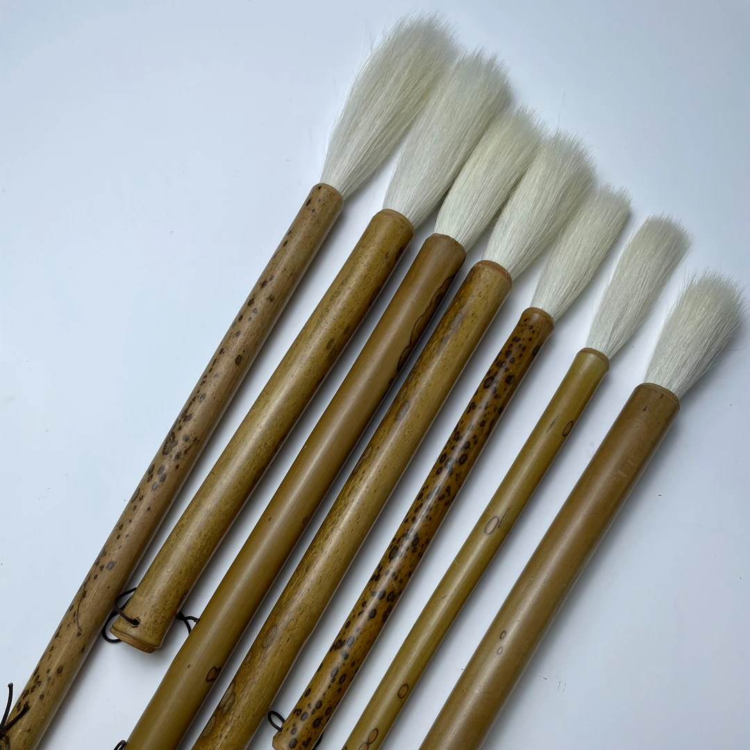 毛笔直播 湘妃竹厂家直销羊毫 长锋 行书草书 地书  国画山水专用