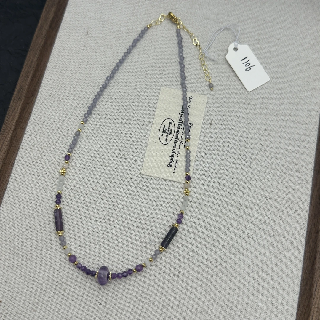 钛钢项链 2002手工气质时尚百搭女士紫色单圈素款