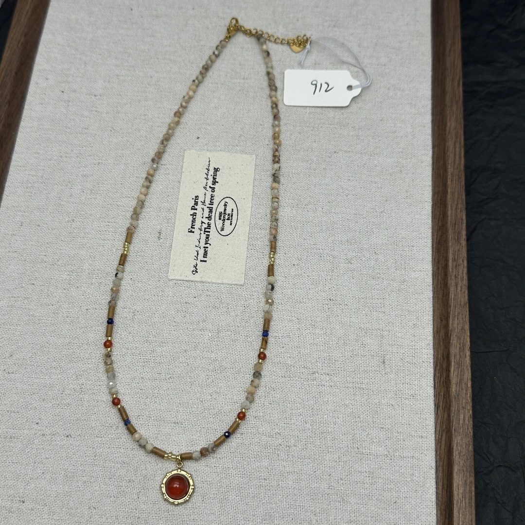 钛钢项链 2142手工气质时尚百搭复古简约镶嵌单圈