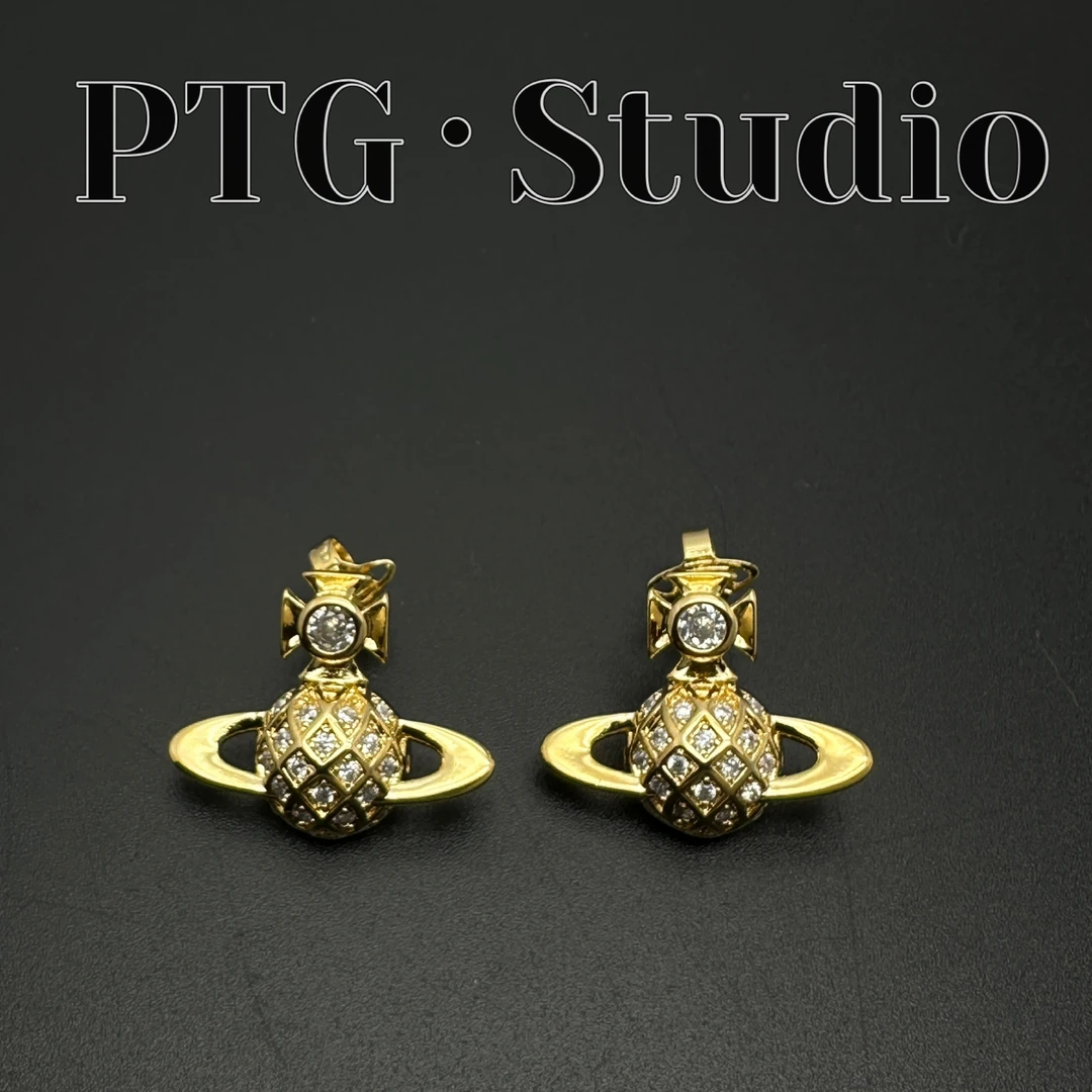 铜合金耳饰 1404轻奢时尚百搭复古小众欧美金色素款