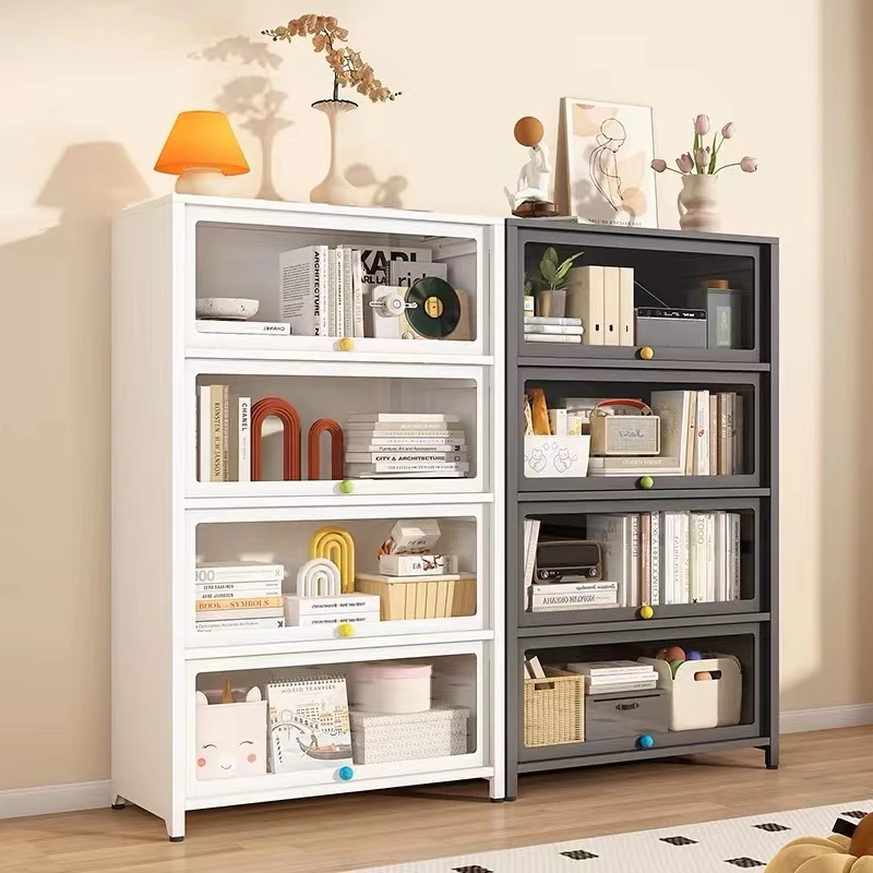 窦仕妮家用亚克力书柜多层落地抽屉式收纳柜客厅大容量碳钢置物柜