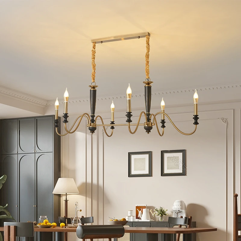 2025年中古风餐厅吊灯美式轻奢复古家用法式餐桌吊灯饭厅吊灯