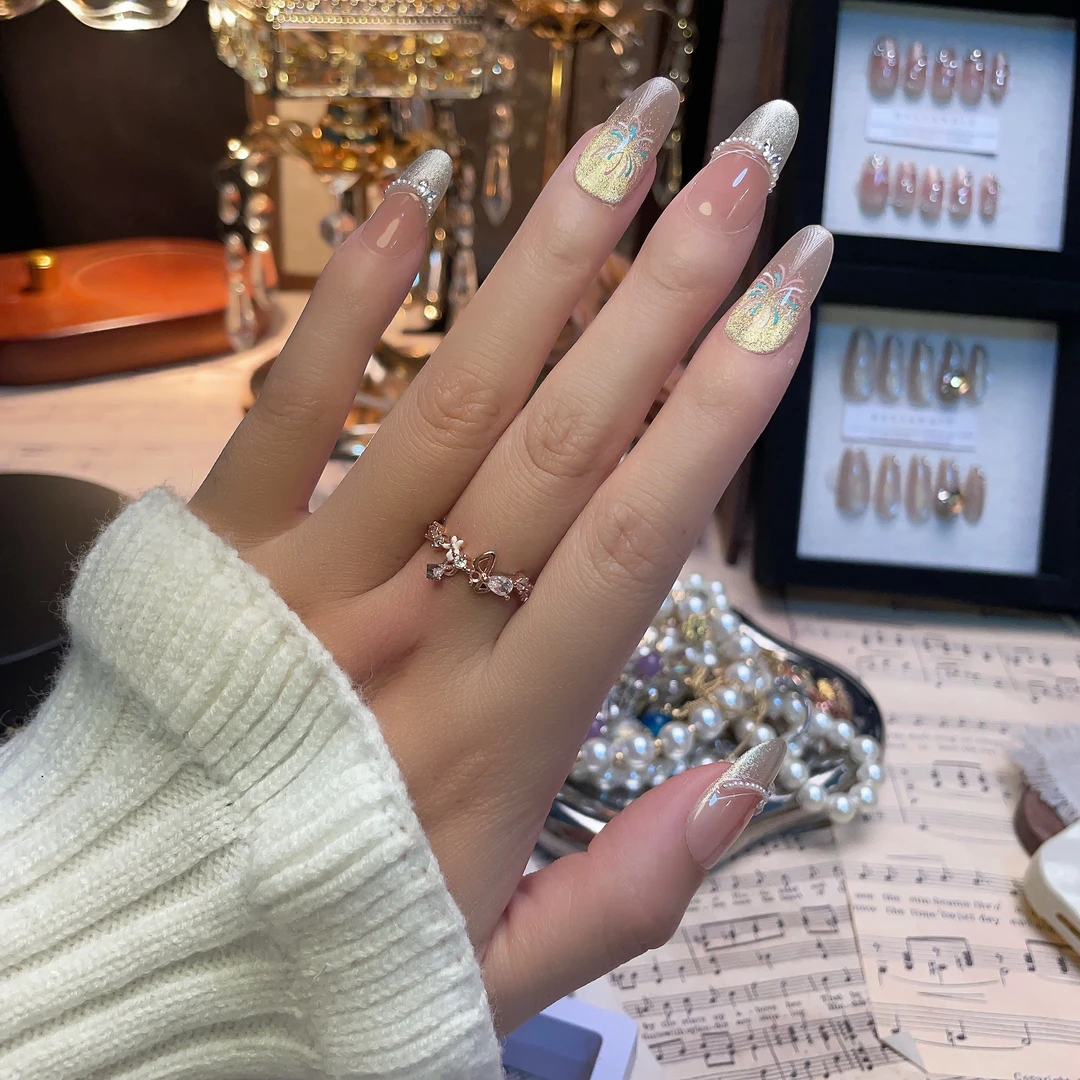 【烟花易冷】美甲贴片手工定制穿戴甲可拆卸假指甲贴10片