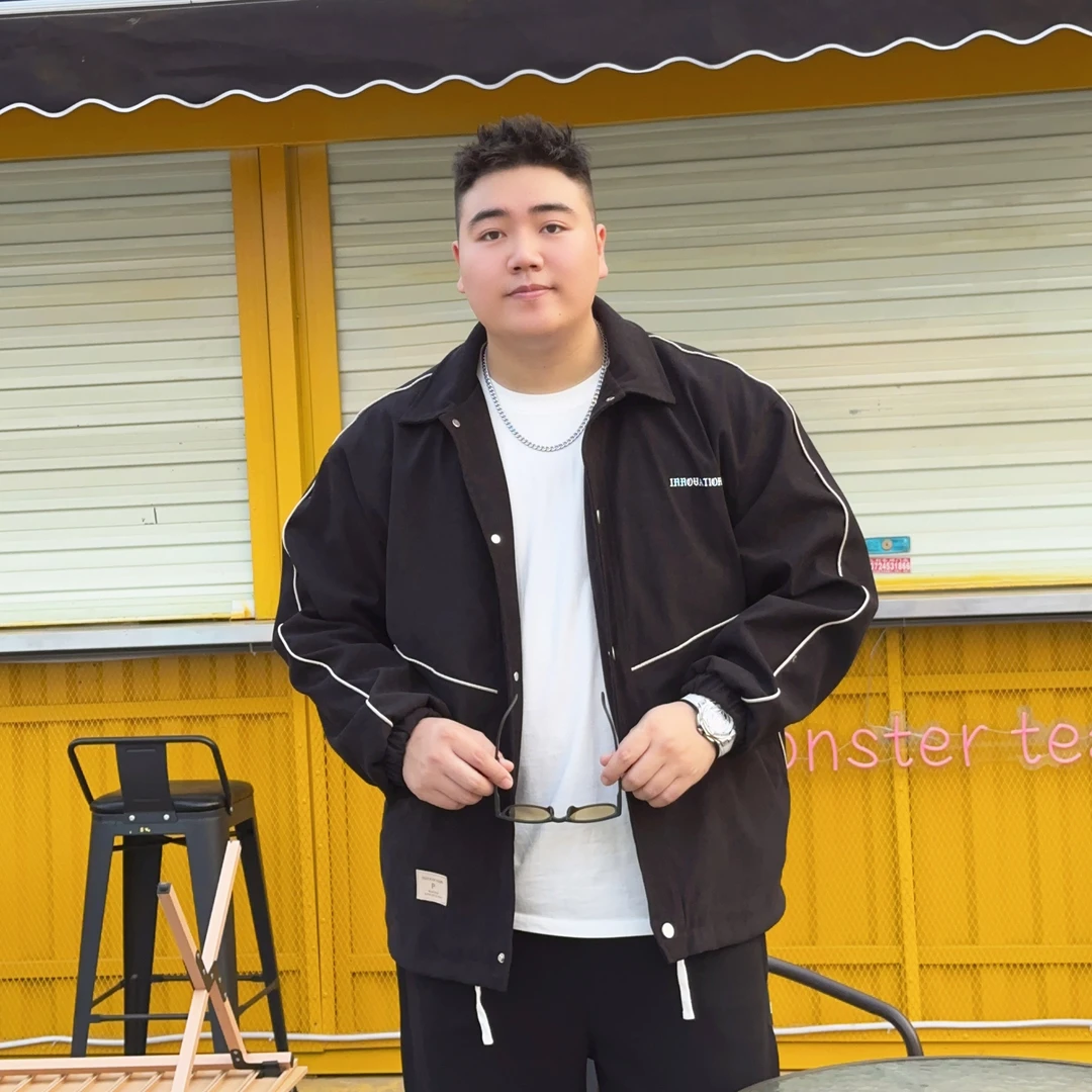 【明线夹克】蝈蝈大码男装春款男士夹克时尚潮牌宽松大外套