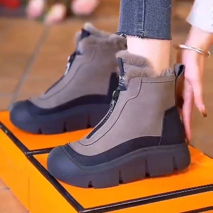 厚底防滑雪地靴女2024冬季新款加绒加厚保暖高帮休闲百搭妈妈棉鞋