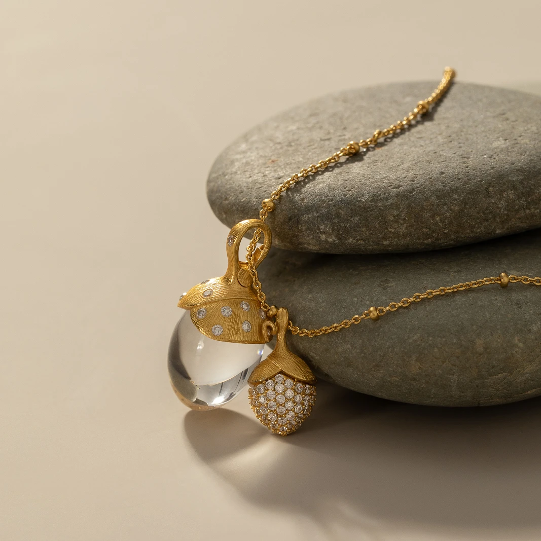 由子野【双生橡子】白水晶 S925银项链